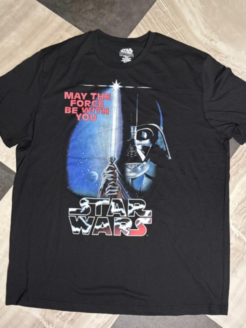 Star Wars Darth Vader "May the Force Be With You" Graphic T-Shirt Size Large Tal